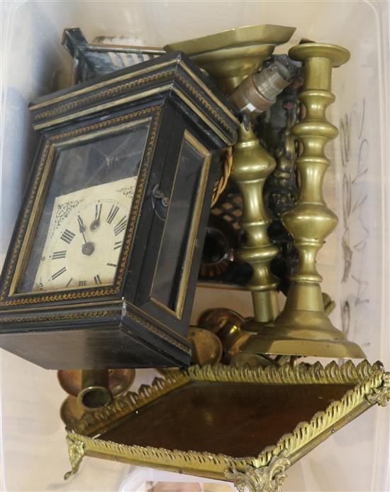 A quantity of metalware and a clock